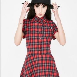 NWT M Sourpuss Red Flannel Dress